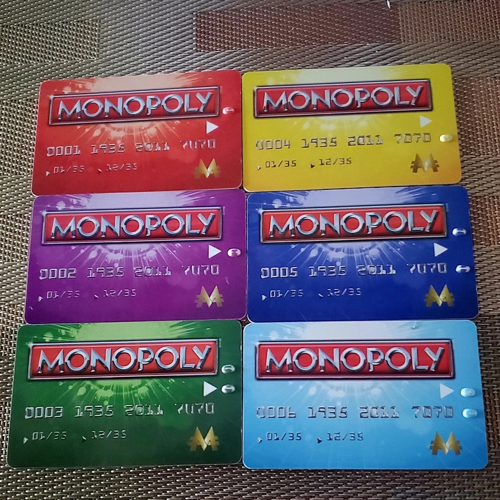 Monopoly Electronic Banking complete set of 6 bank credit cards replacement